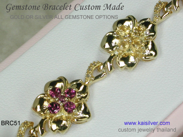 custom gold or silver bracelet gemstones