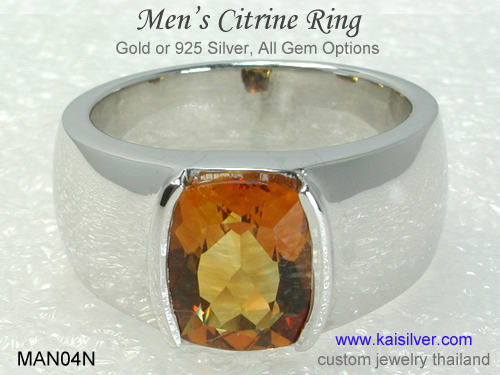 white gold gemstone ring for men