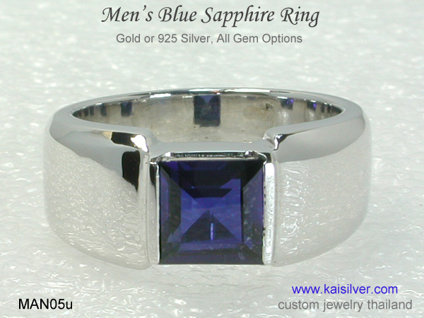 white gold male sapphire ring