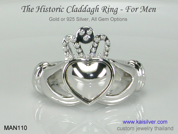 male claddadgh ring white gold 