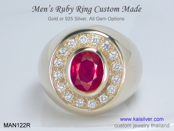 big ruby ring for men size 12, 13, 14 and 15