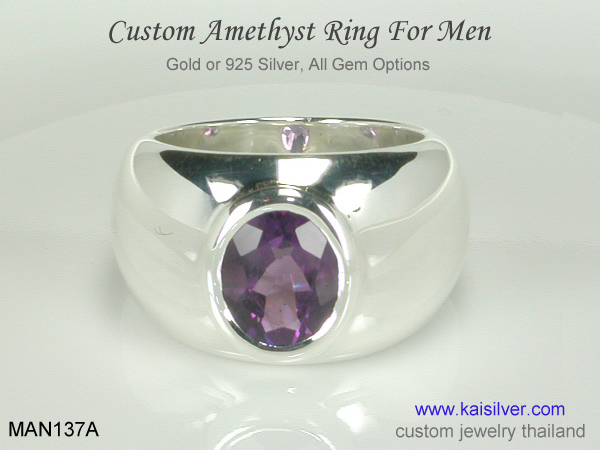ring with amethyst gem for men