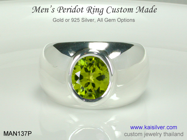 men's rings custom made with peridot 