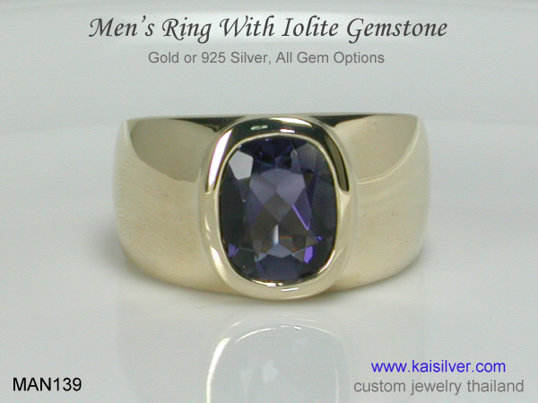 gemstone iolite ring for men
