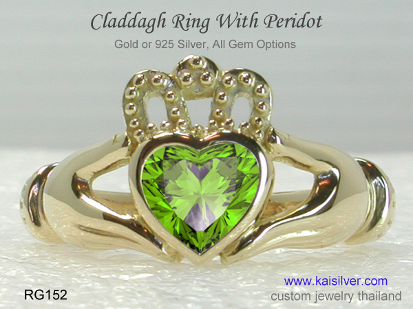 peridot cladagh ring green stone 