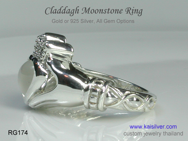 gold or 925 silver moonstone ring