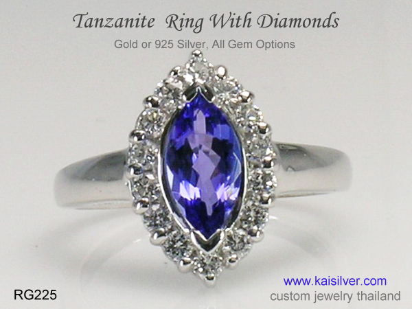custom tanzanite diamond ring