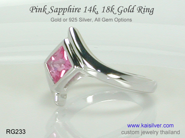 sapphire ring blue pink 14k 18k