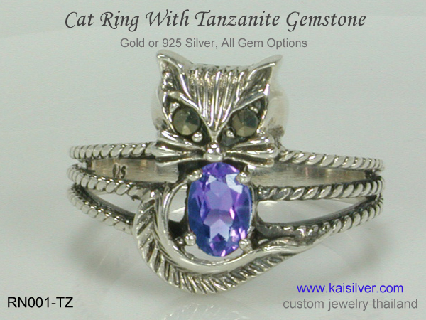 tanzanite silver or gold ring